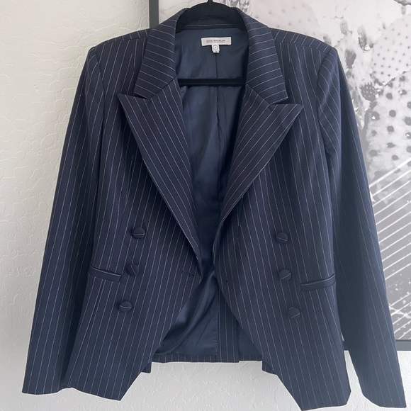 Good American Pinstripe Navy Blue Office Workwear Blazer size Medium - Picture 10 of 10